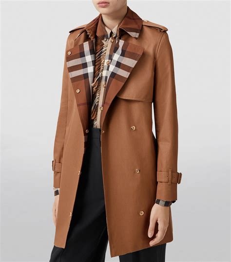 burberry check panel cotton gabardine trench coat|Burberry kensington heritage trench coat.